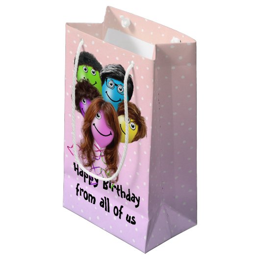 Funny People Birthday Party Balloons Klein Cadeauzakje (Voorkant Gekanteld)
