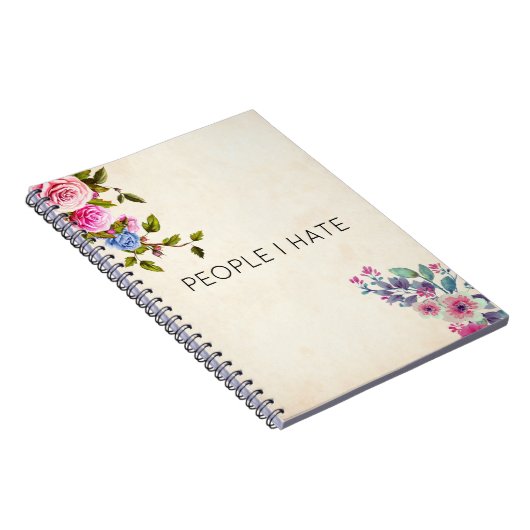 Funny People I Hate Floral Notitieboek (Rechterzijde)