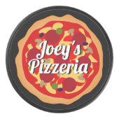 Funny pepperoni en kaas pizzadouane hockey puck (Voorkant)