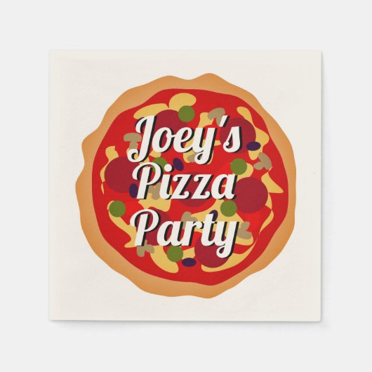 Funny pepperoni pizza custom Birthday party Servet (Voorkant)