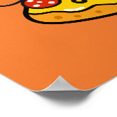 Funny pepperoni pizza oranje kleurrijk schattig ki poster (Hoek)