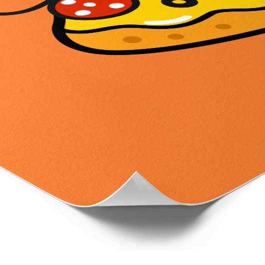 Funny pepperoni pizza oranje kleurrijk schattig ki poster (Hoek)