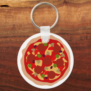 Funny pepperoni pizza sleutelhanger aangepaste ron