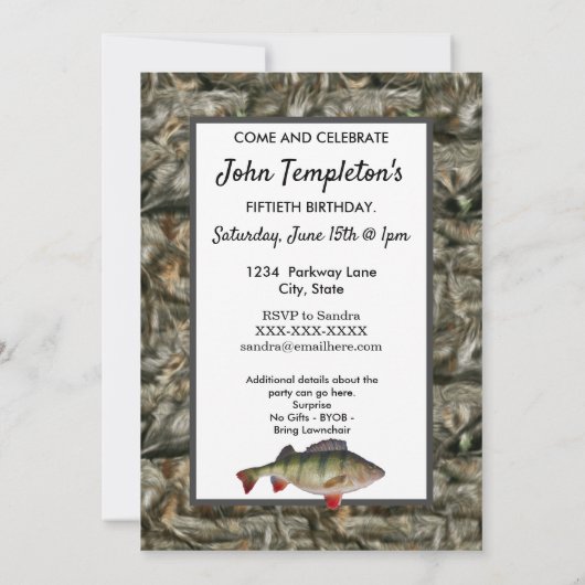 Funny Perch Vist de Camo Birthday van de Mannen Kaart (Achterkant)