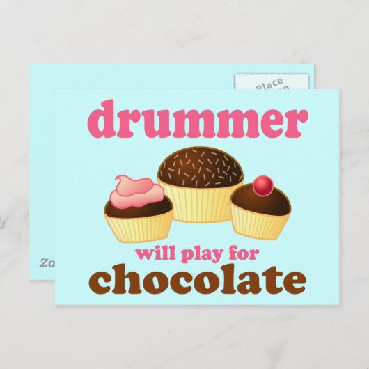 Funny Percussion Drummer Briefkaart (Voorkant / Achterkant)