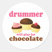 Funny Percussion Drummer Ronde Sticker (Voorkant)
