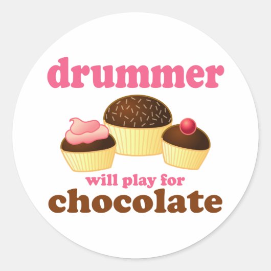 Funny Percussion Drummer Ronde Sticker (Voorkant)