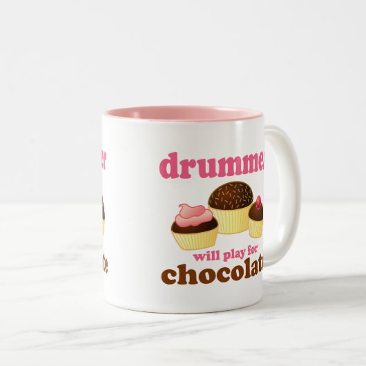 Funny Percussion Drummer Tweekleurige Koffiemok (Voorkant rechts)