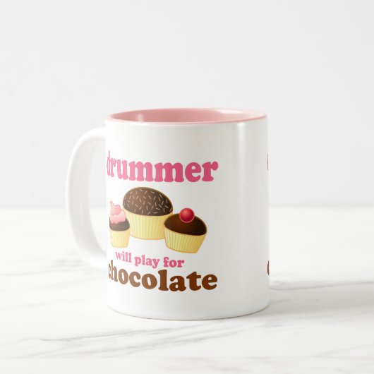 Funny Percussion Drummer Tweekleurige Koffiemok (Voorkant links)