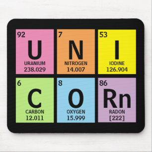 Funny Periodic Table of Elements Unicorn Rainbow Muismat