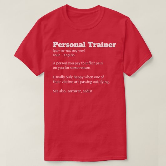 Funny Personal Trainer Definition Fitness Coach T-shirt (Design voorkant)