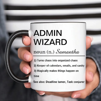 Funny Personalized Admin Wizard Definition Tweekleurige Koffiemok