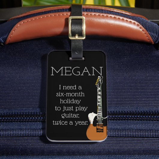 Funny Personalized Bag Aandacht voor gitaristen Bagagelabel (Voorkant Insitu 2)