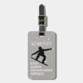Funny Personalized Bag Attentie | Snowboard Grey Bagagelabel (Voorkant verticaal)