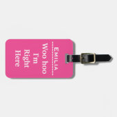 Funny Personalized Bagagelabel | Roze (Voorkant horizontaal)