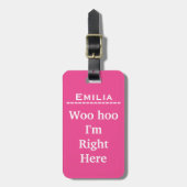 Funny Personalized Bagagelabel | Roze (Voorkant verticaal)