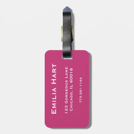 Funny Personalized Bagagelabel | Roze (Achterkant verticaal)