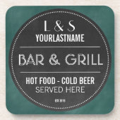 Funny Personalized Bar and Grill Chalkboard Onderzetter (Voorkant)