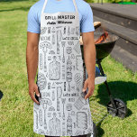 Funny Personalized BBQ Grill Chef Barbecue Master Schort<br><div class="desc">Een leuk platform met een  uitziend patroon van verschillende grilgereedschappen. Voeg twee lijnen van douanetekst toe om te personaliseren. Ideaal voor iedereen die graag barbecuen,  grill en koken. Het maakt een perfect Vaderdag,  verjaardag of vakantie cadeau.</div>