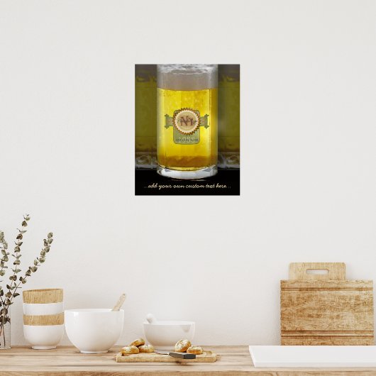 Funny Personalized Beer Glass Poster (Keuken)