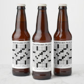 Funny Personalized Black White Crossword Puzzle Bier Etiket (Flessen)