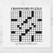 Funny Personalized Black White Crossword Puzzle Bier Etiket (Enkel label)