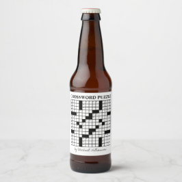 Funny Personalized Black White Crossword Puzzle Bier Etiket