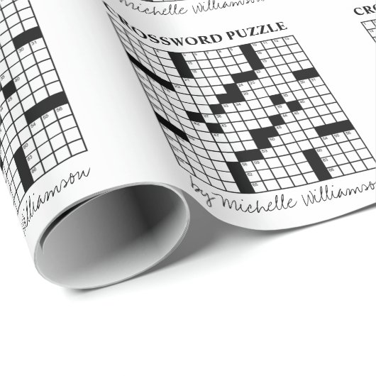 Funny Personalized Black White Crossword Puzzle Cadeaupapier (Rol Hoek)