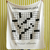 Funny Personalized Black White Crossword Puzzle Fleece Deken