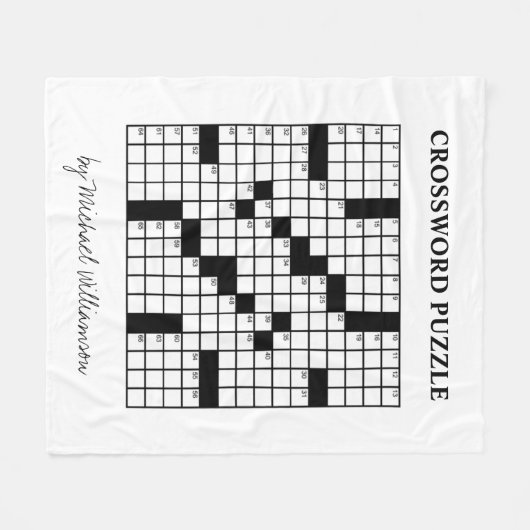 Funny Personalized Black White Crossword Puzzle Fleece Deken (Voorkant (Horizontaal))