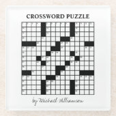 Funny Personalized Black White Crossword Puzzle Glazen Onderzetter (Voorkant)