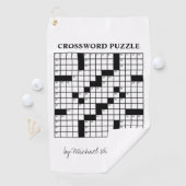 Funny Personalized Black White Crossword Puzzle Golfhanddoek (Insitu)
