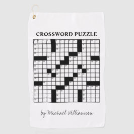 Funny Personalized Black White Crossword Puzzle Golfhanddoek