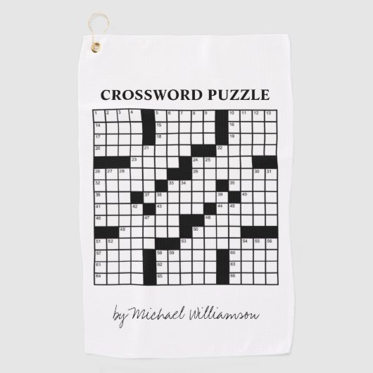 Funny Personalized Black White Crossword Puzzle Golfhanddoek (Voorkant)