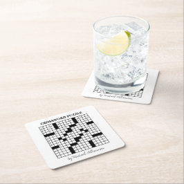 Funny Personalized Black White Crossword Puzzle Kartonnen Onderzetters