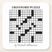Funny Personalized Black White Crossword Puzzle Kartonnen Onderzetters (Voorkant)