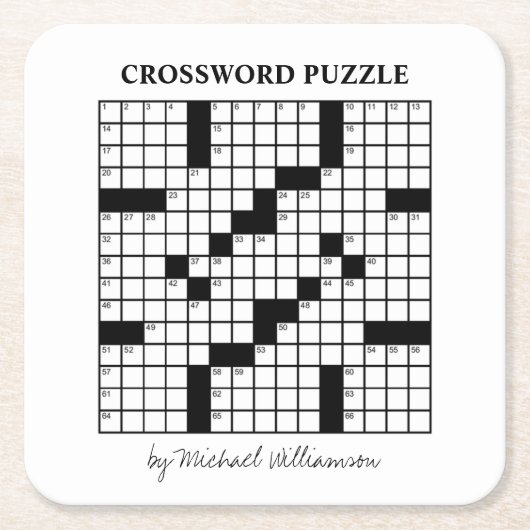 Funny Personalized Black White Crossword Puzzle Kartonnen Onderzetters (Voorkant)