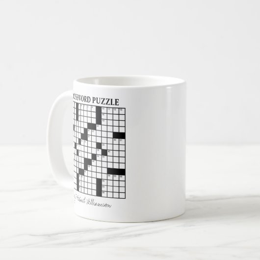 Funny Personalized Black White Crossword Puzzle Koffiemok (Voorkant links)