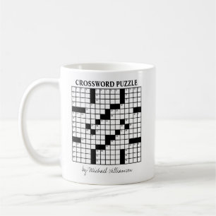 Funny Personalized Black White Crossword Puzzle Koffiemok