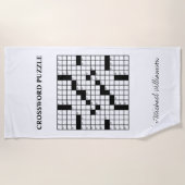 Funny Personalized Black White Crossword Puzzle Strandlaken (Voorkant)
