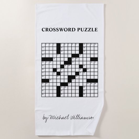 Funny Personalized Black White Crossword Puzzle Strandlaken (Voorkant)
