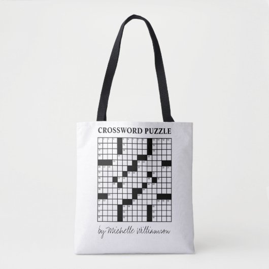 Funny Personalized Black White Crossword Puzzle Tote Bag (Voorkant)