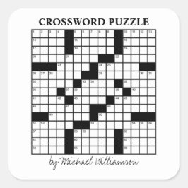 Funny Personalized Black White Crossword Puzzle Vierkante Sticker