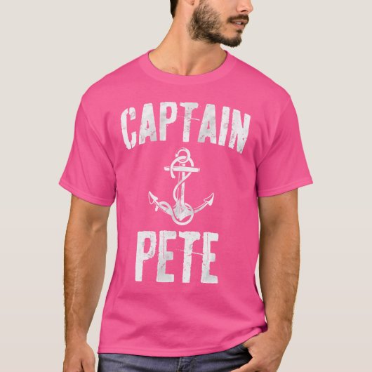 Funny Personalized Boating First Name Captain Pete T-shirt (Voorkant)
