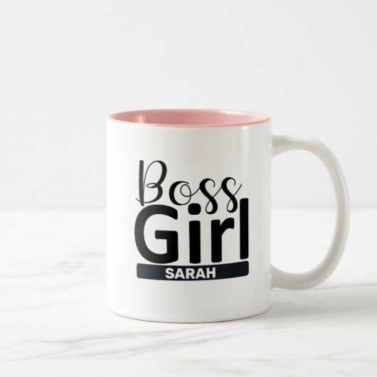 Funny Personalized Boss Girl Gift Tweekleurige Koffiemok (Rechts)