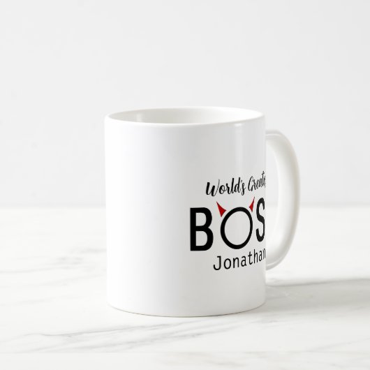 Funny Personalized Boss Horns Coffee Mok (Voorkant rechts)