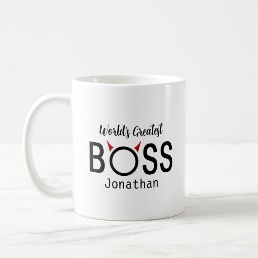 Funny Personalized Boss Horns Coffee Mok (Links)