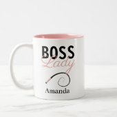 Funny Personalized Boss Lady Whip Tweekleurige Koffiemok (Links)