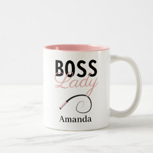 Funny Personalized Boss Lady Whip Tweekleurige Koffiemok