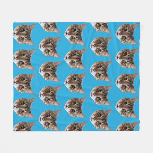 Funny Personalized Cat Face Fleece Blanket (Voorkant (Horizontaal))